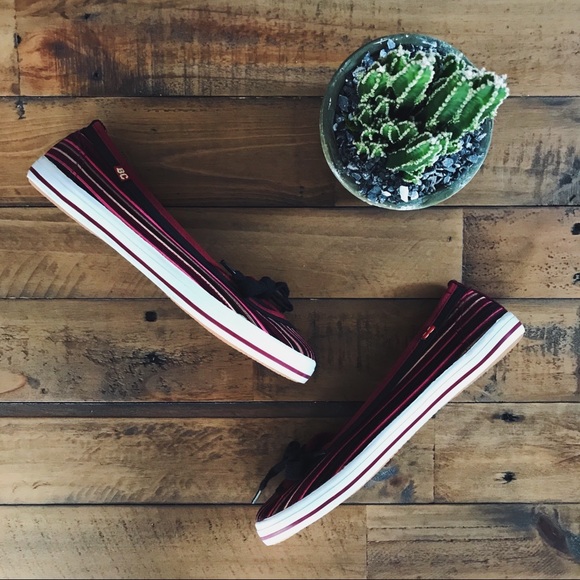 Y2K Striped Corduroy Sneaker Flats | Size 6.5 - Picture 1 of 8